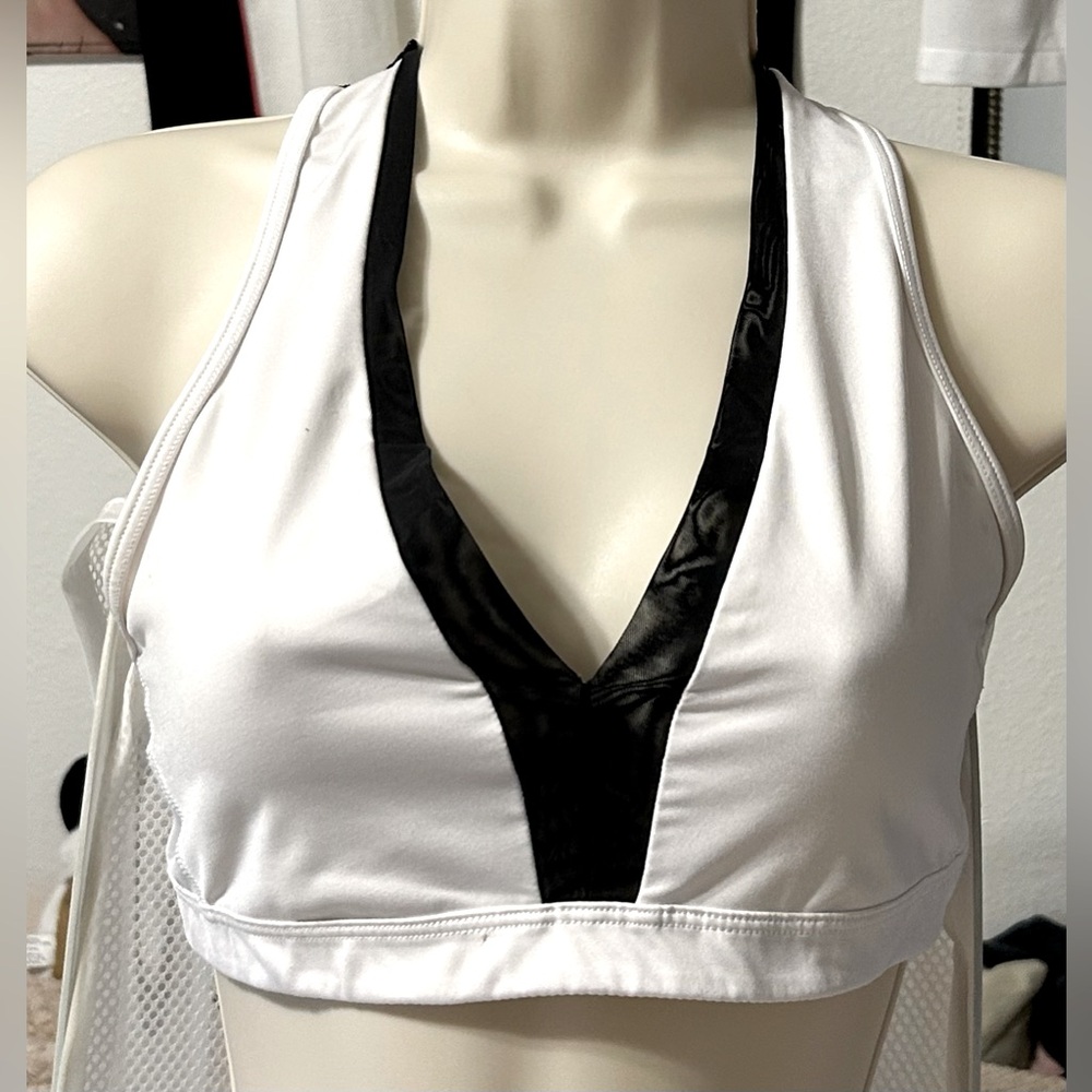 Victoria Secret’s Sport White Bralette With Black Mesh Straps. Size Medium.